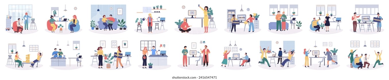 Office rest vector illustration. Taking time for pleasure and relaxation in workplace contributes to satisfied workforce Moments joy and amusement during office rest breaks can uplift employee spirits