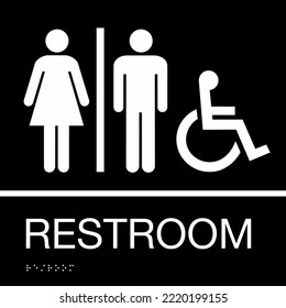 Office Restroom Identification Sign Styles Accessible Single With Lockable Door