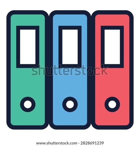 Office Ring Binders and Document Folders Set for Business Archive Administration Flat Vector Icon