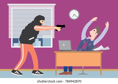 Office Robbery Concept Vector Illustration
