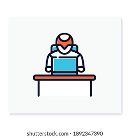 Office robot color icon. Robotization. Artificial intelligence. Smart emerging technologies. Contemporary office. Futuristic workspace innovations concept. Isolated vector illustration