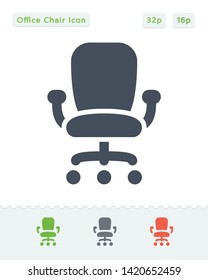 Office Rolling Chair - Sticker Icons. A professional, pixel-aligned icon.