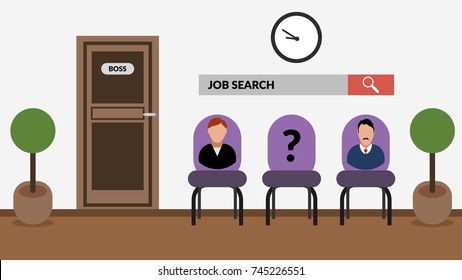 Office room corridor waiting concept job search eps 10 vector