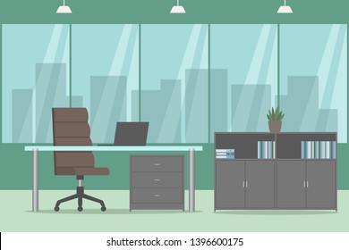 Office Room. Cozy Design. Vector Illustration.