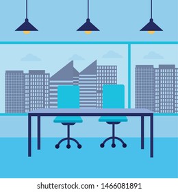Office room design, Workforce corporate job occupation professional and workplace theme Vector illustration