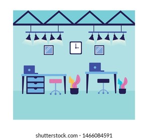 Office room design, Workforce corporate job occupation professional and workplace theme Vector illustration