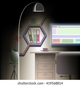 Office room in flat design