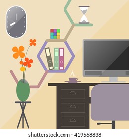 Office room in flat design