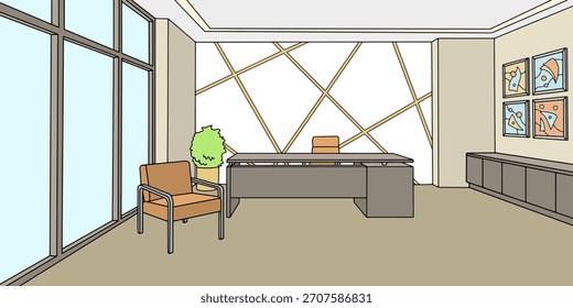 Illustrationsvektor für die Illustration der Innenausstattung des Bürozimmers 