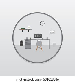 Office room. Icon. Vector illustration