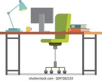 Office Room Illustration Web Mobileoffice Table Stock Vector (royalty 