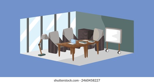 Bürozimmer Innenarchitektur Einfache Perspektive 3D