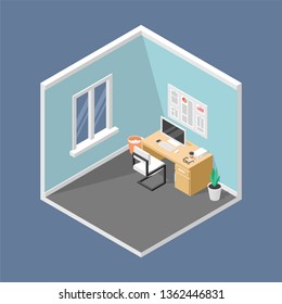 Office Room Isometric Flat Design Vector