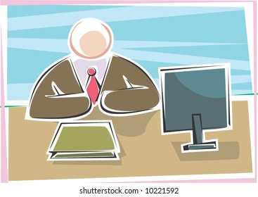 a office room with receptionist	