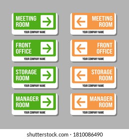 Office room signages vector template design with 2 different color