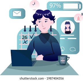 Office routine of one lovely woman.