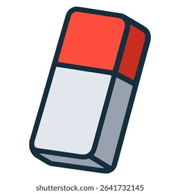 office rubber eraser supply flat color vector illustration template design