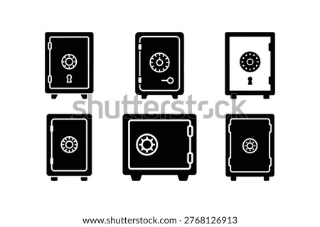 Office Safe Locker Icon Set for Secure Storage