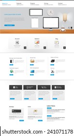 Office scene one page website design template. Vector Eps 10 