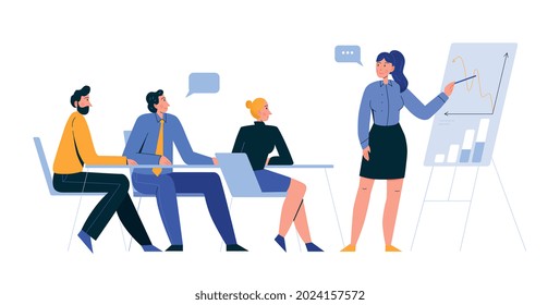 Office scenes composition with view of business meeting with colleagues vector illustration