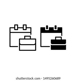 Office schedule icon. With outline and glyph style