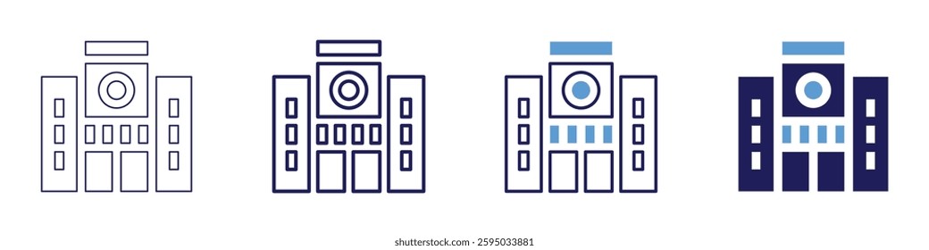 Office scheduling software icon in 4 different styles. Thin Line, Line, Bold Line, Duotone. Duotone style. Editable stroke.