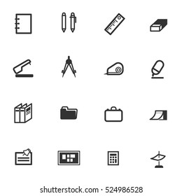 office school class object icon set vector