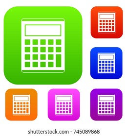 Office, school electronic calculator set icon color in flat style isolated on white. Collection sings vector illustration