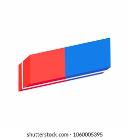 Office or school eraser flat style icon sign vector illustration. Rubber colorful remove or delete helper isolated on white background