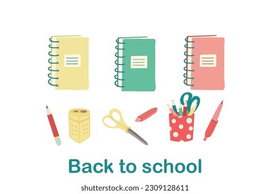 Office to school notebooks set hand drawn