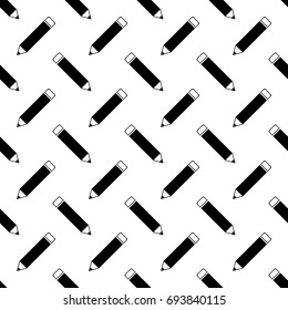 Office - School Pencil Seamless Pattern on White