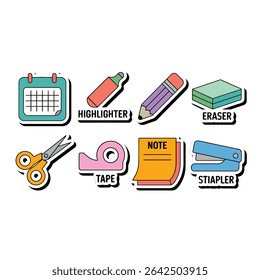 Office and school supplies isolated on white background