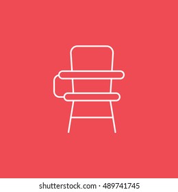 Office School Table Line Icon On Red Background