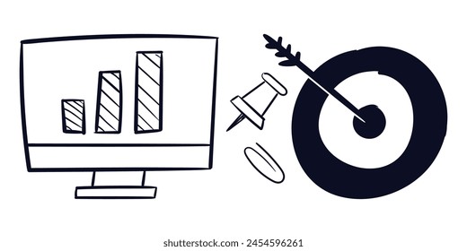 Office Scribble Line. Hand Drawn Offce Tools Scribble Doodle Vector. Office Business Doodle Drawing. 