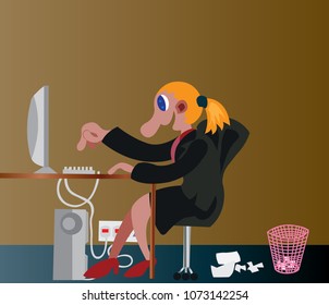 An office Secretary busy on the office desk,