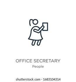 Office secretary icon. Thin linear office secretary outline icon isolated on white background from people collection. Line vector sign, symbol for web and mobile