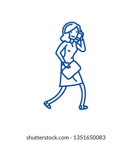 Office secretary line icon concept. Office secretary flat  vector symbol, sign, outline illustration.