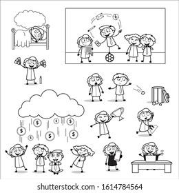 Office Secretory - Set of Different Concepts Vector illustrations