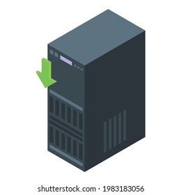 Icono de copia de seguridad del servidor de Office. Isometric, icono vectorial de copia de seguridad de servidor de Office para diseño web aislado en fondo blanco
