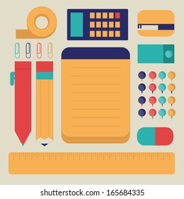 Office set, flat design, vector
