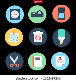 Office set icon stock vector illustration