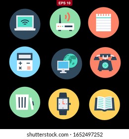 Office set icon stock vector illustration