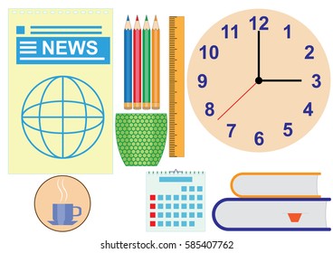office set and icons