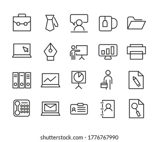 Office Set of Outline Vector Icon