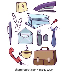 Office set vector color images on a white background.