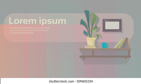 Office Shelf With Document Folder Workspace Interior No People Flat Vector Illustration