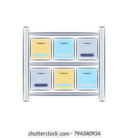 Office shelf with documents line ison vector.