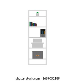 Bücherregal auf weißem Hintergrund