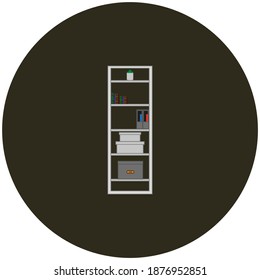 estante de oficina en fondo blanco