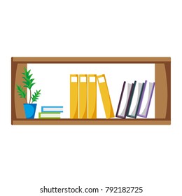 office shelf with plants and folders document